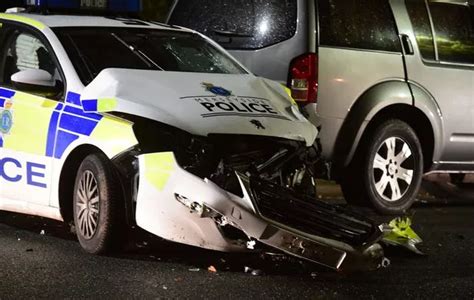 Police Car Wrecked In Smash With 4x4 While On Emergency Call