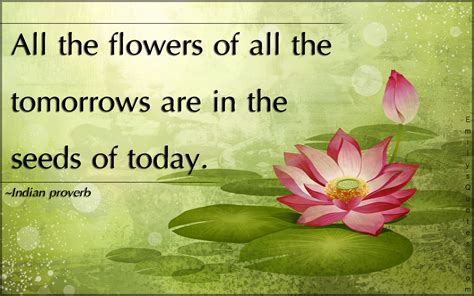 All The Flowers Of All The Tomorrows Are In The Seeds Of Today Popular Inspirational Quotes At