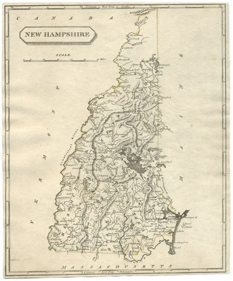 Antique Map Of New Hampshire Usa 19th Century 1819