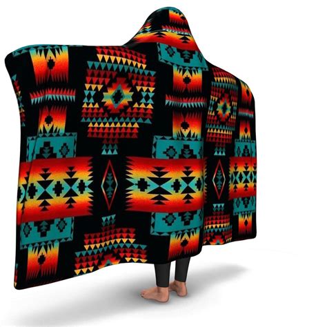 Pattern Native American Design Hooded Blanket Proudthunderbird