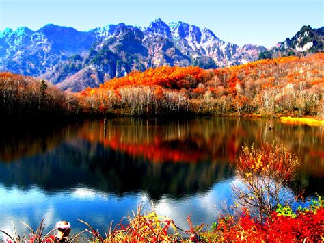 Góry Kolorowe Drzewa Jezioro Jesień