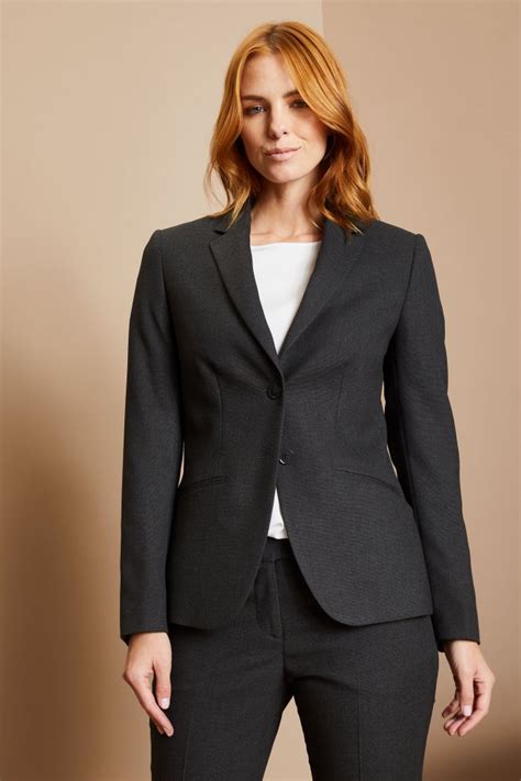 Contemporary Women S 2 Button Suit Jacket Reg Charcoal SJ
