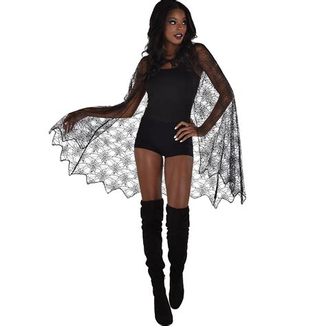 Spider Web Cape Halloween Costume Accessories For Women One Size Black 809801705806 Ebay