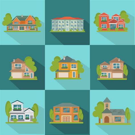 Free Vector Buildings Flat Icon Set 19990548 Vector Art At Vecteezy