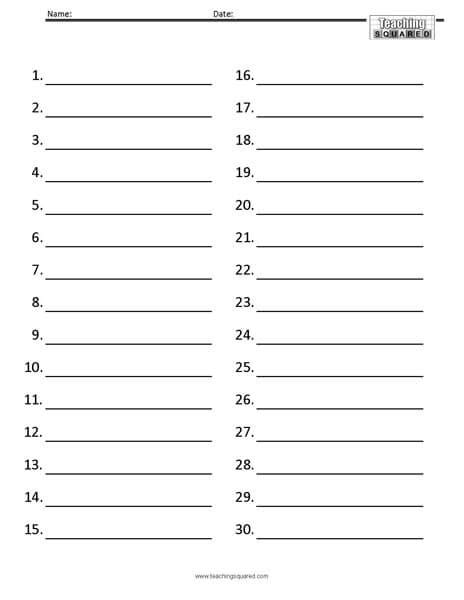 Free Printable Numbered Lined Paper
