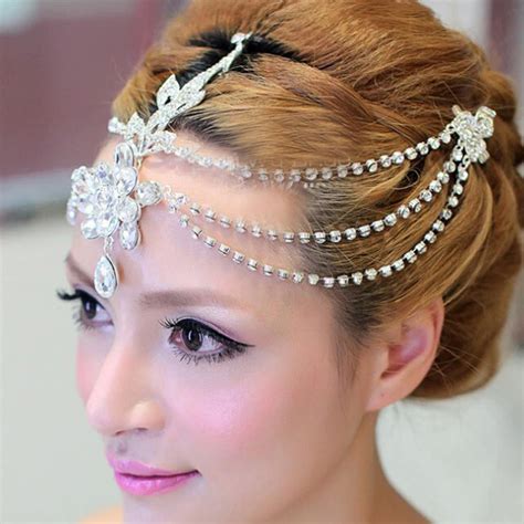 New Clear Crystal Dangle Forehead Headband Tiara Crown Bridal Pageant