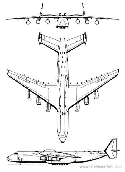 Самолет Antonov An 225 Mrija чертежи габариты рисунки Airplane