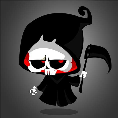 Premium Vector Cute Cartoon Grim Reaper With Scythe Isolated Vector