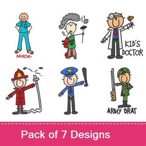 Stick Figure Occupations Embroidery Designs Annthegran