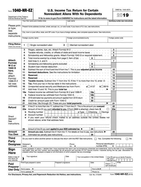 Forms 1040 1040nr And 1040nr Ez Which Form To File 2021