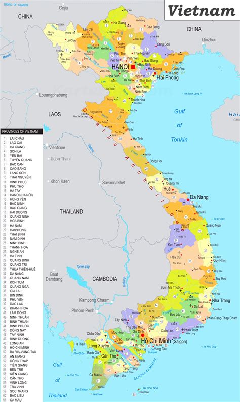 This map shows a combination of political and physical. Vietnam politische karte