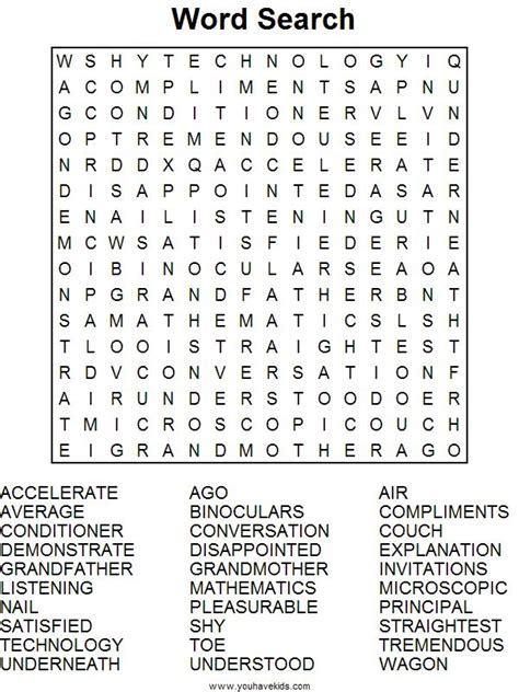 Printable Word Search With Answers