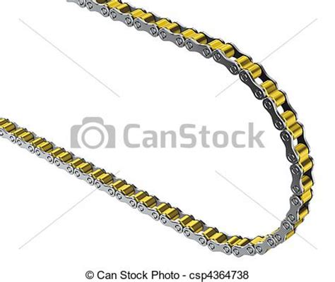 A typical chain link is compromised of an inner plate, outer plate, pin, bushing and roller. 3d rendering illustration, motorcycle chain on white ...