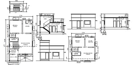 Residential House Unit Elevation Section And Floor Plan Details Dwg File Cadbull