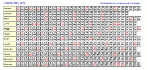 Calendario Italiano 2026