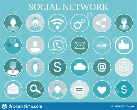 Social Network Profiles Icons Vector Illustration Editorial Image