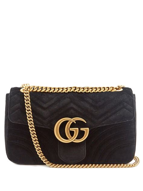 Lyst Gucci Gg Marmont Medium Quilted Velvet Shoulder Bag In Black