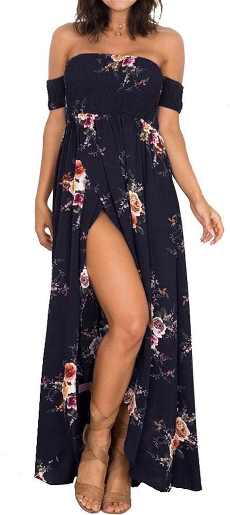 Summer Beach Maxi Dresses For Women Off The Shoulder Floral