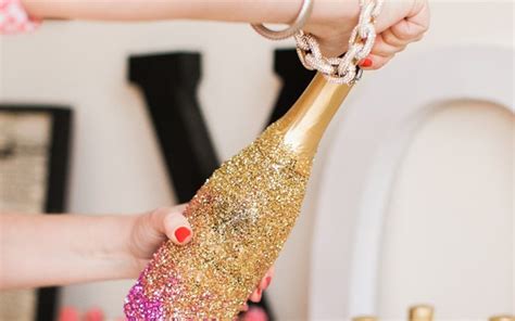 Diy Glitter Champagne Bottles For Awards Night