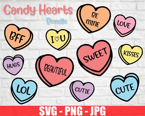 Candy Hearts SVG Valentine's Day Candy Hearts Svg | Etsy
