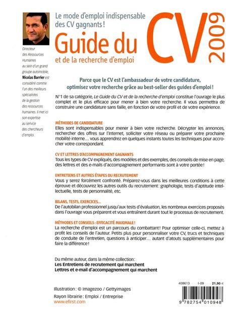 Livre Guide Du Cv Recherche Emploi 2009 Messageries Adp