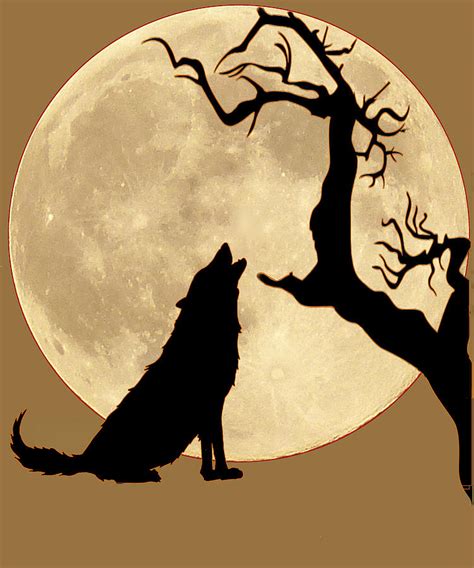 Lone Wolf Howling At The Moon In Silhouette Digital Art By Sue Birch