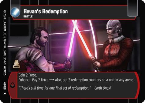 Redemption… gaming on lackeyccg free. Revan's Redemption Card - Star Wars Trading Card Game