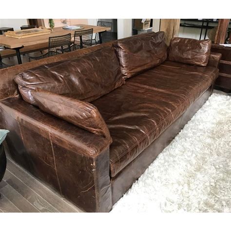 Leather couch restoration in about. Restoration Hardware Belgian Track Arm Leather Sofa | Chairish