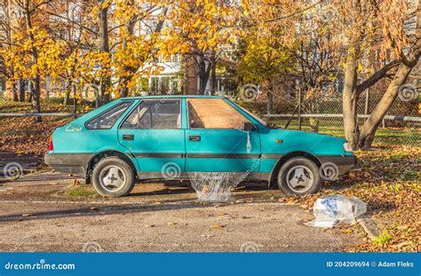 Old Classic Rusty Cheap Car Polonez Caro Hatchback First Model Parked