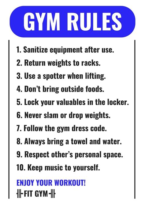 Free Simple Gym Rules Sign Template To Customize Online