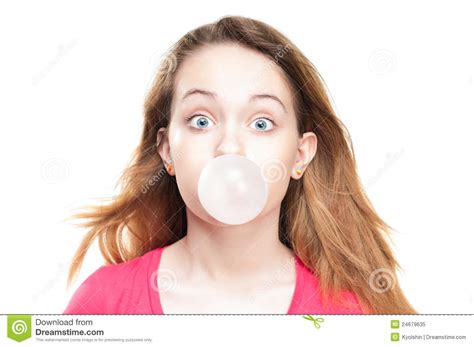 Girl Blowing Bubble Gum Clipart