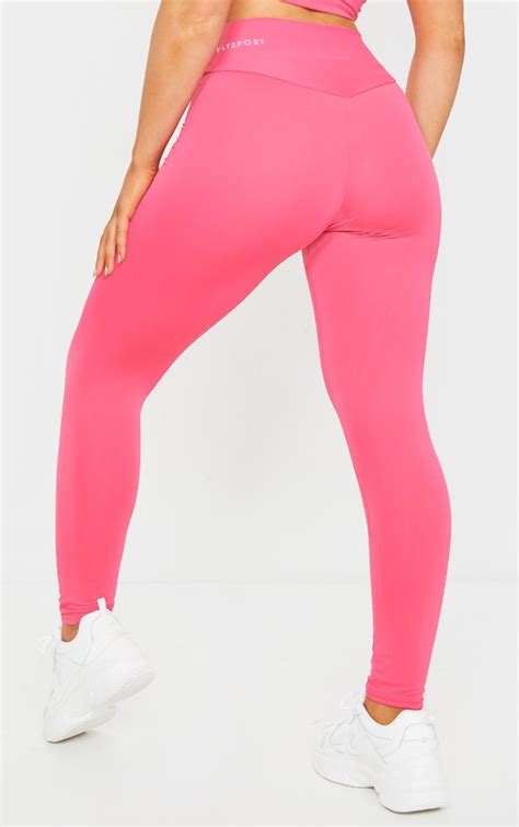 plt hot pink sport high waisted gym leggings prettylittlething usa
