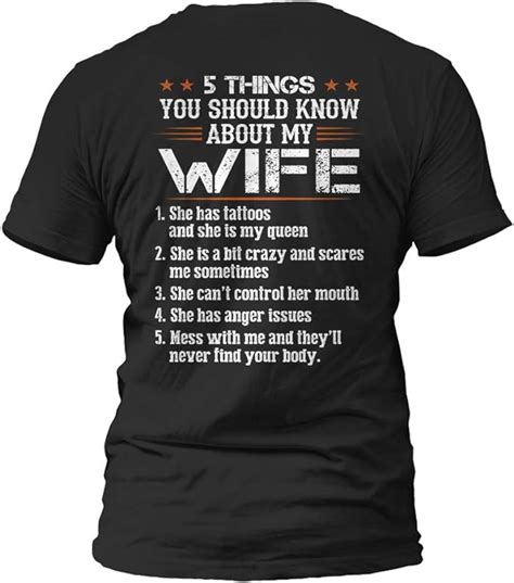 Mens Classic T Shirt 5 Things You Should Know About My Wife Crew Neck Short Sleeve Ts