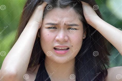 a stressful beautiful filipina woman stock image image of minority pretty 157394981