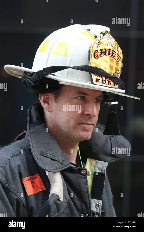 New York City Ny Usa 13th Mar 2016 A Fdny Firefighter Prepares For