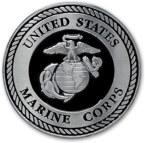 Usmc Medallion 2 Inches Black And Silver Marine Corps
