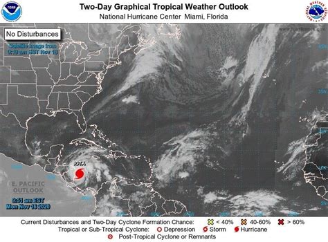 Condiciones de huracán o tormenta tropical son posibles en el área específica de la alerta, usualmente después de las 48 horas del comienzo de vientos con . El huracán Iota llega a categoría 5 - El Venezolano de Houston