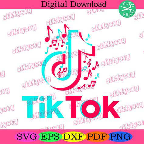 Tik Tok Svg File With Music Notes On It And The Words Digital Files