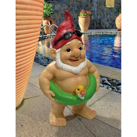 Pool Party Pete Naked Gnome Statue Fantasy Statues Design Toscano