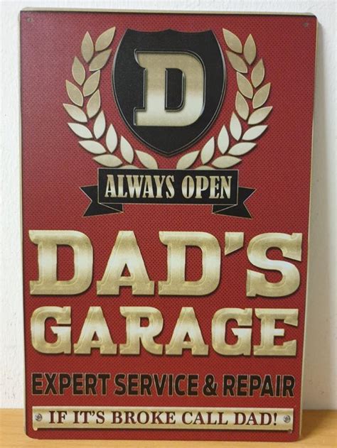 Dads Garage Always Open Reclamebord Van Metaal Metalen Wandbord