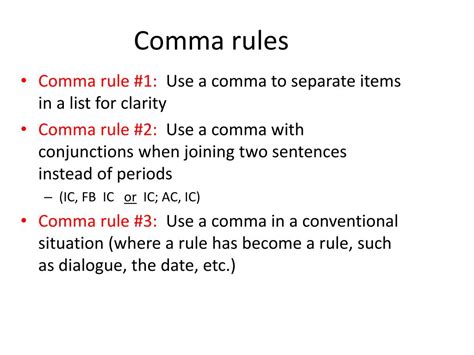 Ppt Comma Rules Powerpoint Presentation Free Download Id2517979