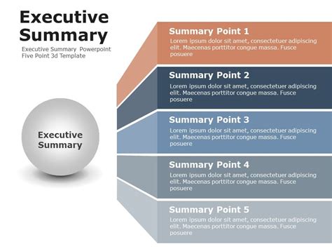 Executive Summary Powerpoint Five Point 3d Template Executive Summary