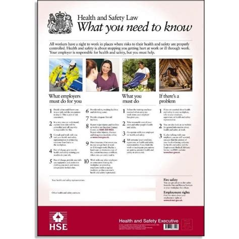 The poster outlines health and safety laws and includes a straightforward list that informs employees and visitors of their duties. Laminated Poster Health and Safety Law | RSIS