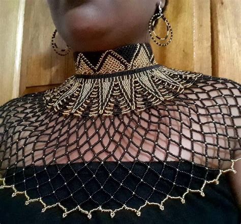Black Gold Beaded Necklace Africa Zulu Necklace Africa Zulu T Africa Zulu Jewellery