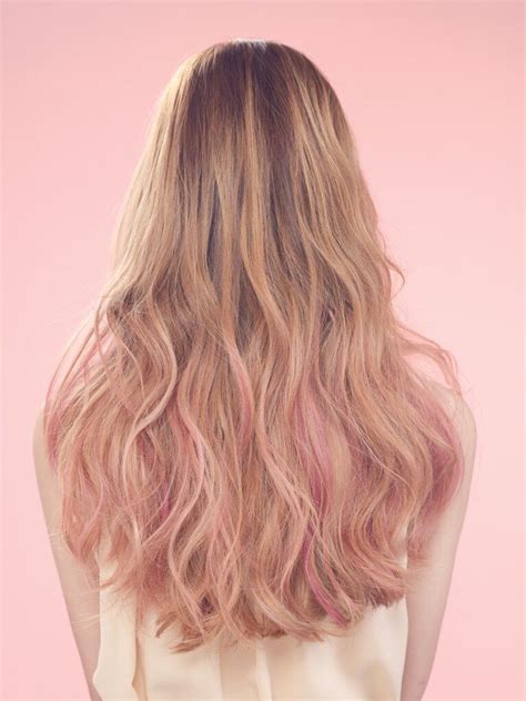 Blonde Highlights With A Hint Of Pink Pink Dip Dye Pink