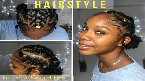 Protective hairstyles for natural hair with weave. Braided Cornrow Hairstyle for Short Natural Hair || TWA ...