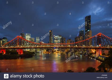 Story Bridge Lit Up After Dark Brisbane Australia Stock Photo Alamy