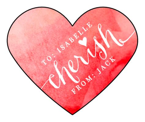 Cherish Valentines Day Heart Labels Templates