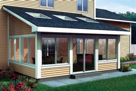 Shed Roof Sun Room Addition For Two Story Homes Plan 90021