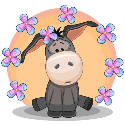 Donkey With Flowers Stock Vector Illustration Of Cheerful 45915133